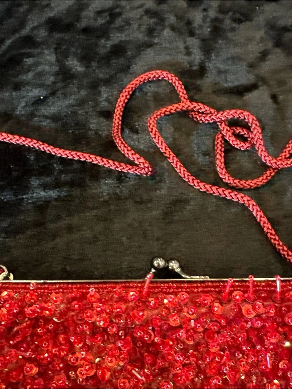 Red Beaded Evening Bag - Designer Style